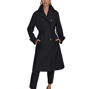 Stylish Black Rain Trench Coat